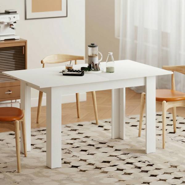 Ausziehbarer Esstisch 83A-280V92WT Weiß - Holzwerkstoff - 80 x 75 x 180 cm