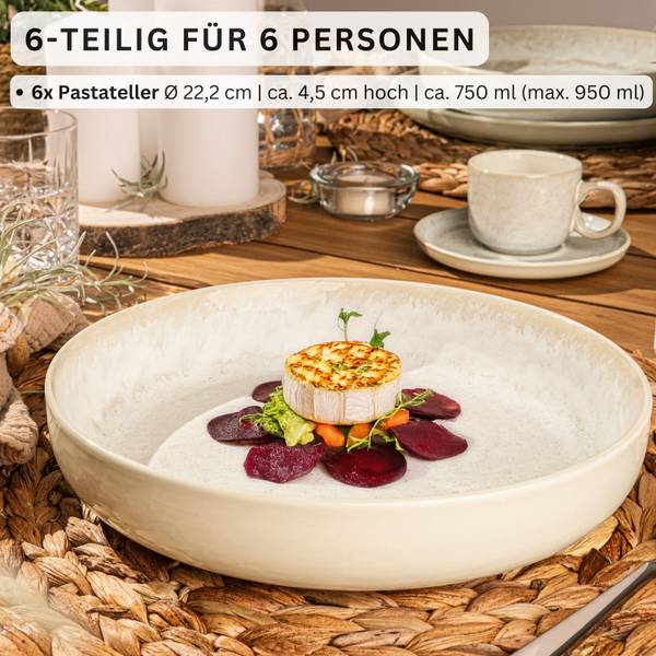Pastaschalen Set Key West - 6 teilig Beige - Stein - 23 x 5 x 23 cm