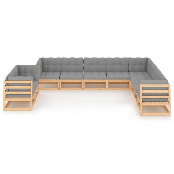 Loungeset 3009857-2 (10-delig) bruin - polyester - grenenhout - 70 x 67 x 70 cm