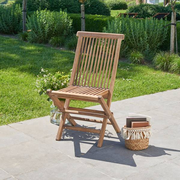 Klappbarer Gartenstuhl Braun - Massivholz - 47 x 90 x 41 cm