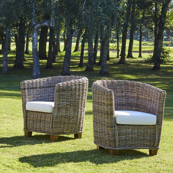 2 Gartebsessel aus Kubu-Rattan Beige - Naturfaser - 70 x 80 x 73 cm