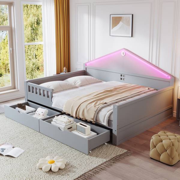 Einzelbett K-2132 Grau