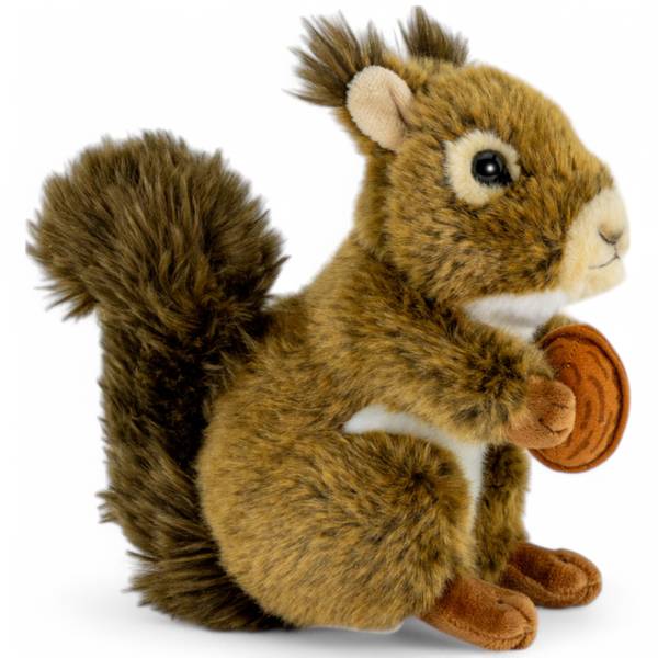 Kuscheltier Eichhörnchen mit Nuß Braun - Kunstfell - 9 x 17 x 17 cm