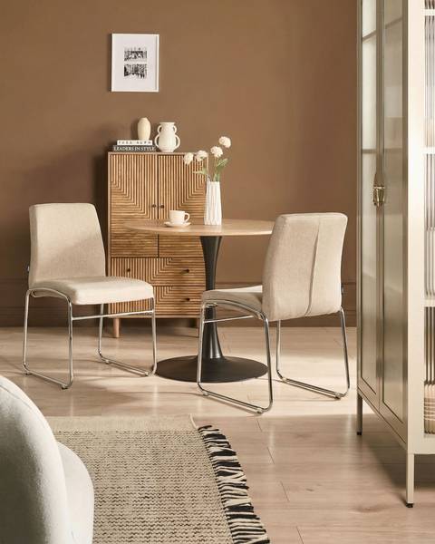 Stuhl LECCO 2-tlg Beige - Silber