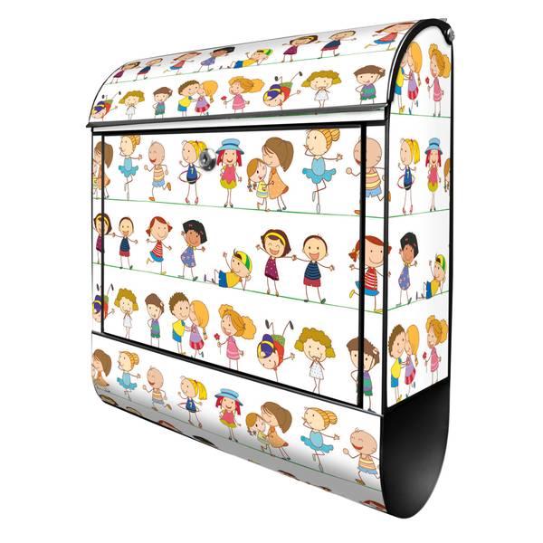 Briefkasten Stahl Kinder Schwarz - Stahl - 38 x 46 x 13 cm
