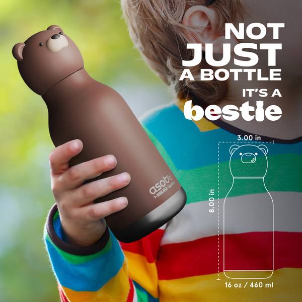 Kindertrinkflasche BESTIE Braunbär Braun - Metall - 8 x 20 x 8 cm