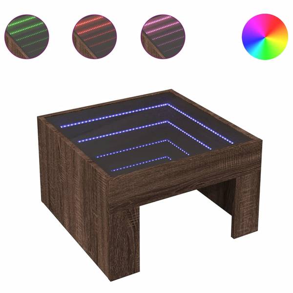 LED-Couchtisch XT7092 Eiche Dunkel Dekor - 50 x 50 cm