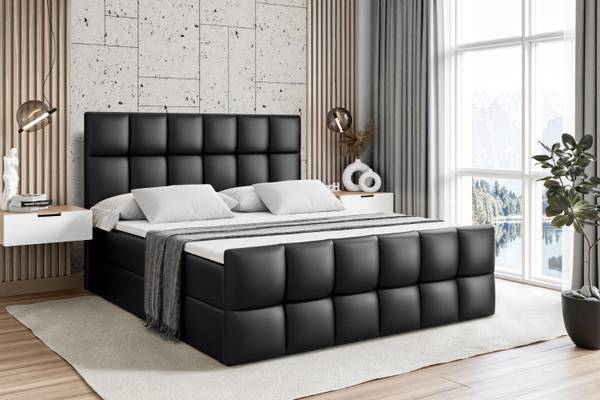 Boxspringbett RICAR-Z Hochglanz Schwarz - Breite: 120 cm - H4