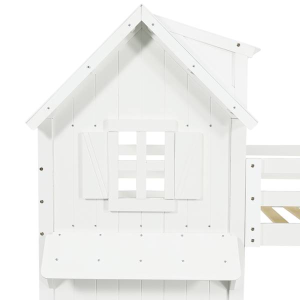 Etagenbett Huda Weiß - Holzwerkstoff - Massivholz - 111 x 192 x 205 cm