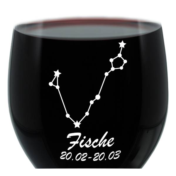 Gravur-Weinglas Sternbild Fische Glas - 9 x 23 x 9 cm