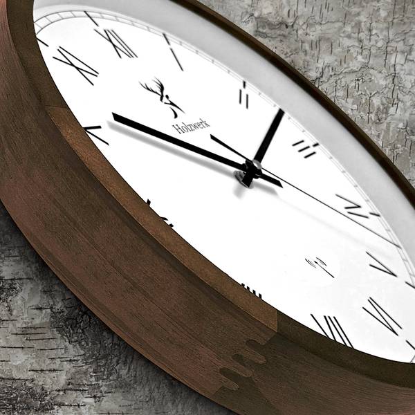 Funk-Wanduhr DUISBURG Braun - Weiß
