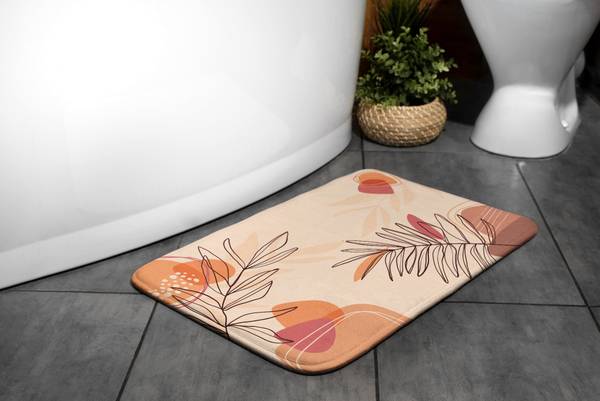 Badteppich Geometrische Blätter Orange - Polyester - 75 x 45 x 75 cm