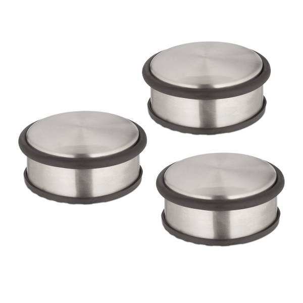 Edelstahl Türstopper im 3er Set Schwarz - Silber - Edelstahl - 11 x 5 x 11 cm