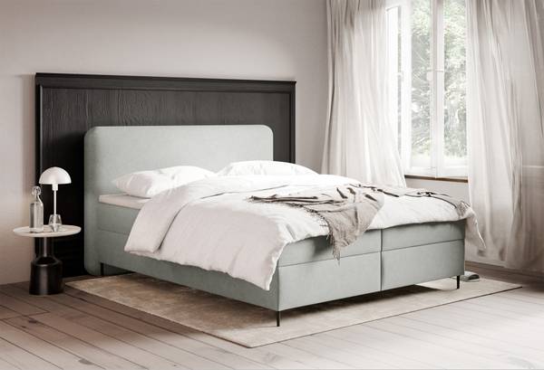 Boxspringbett CARBALLA Grau - Chenille - 202 x 104 x 209 cm