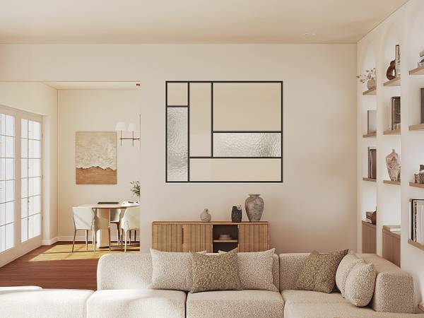 Glaswand FAIRVIEW Schwarz - Glas - Metall - 150 x 130 x 4 cm