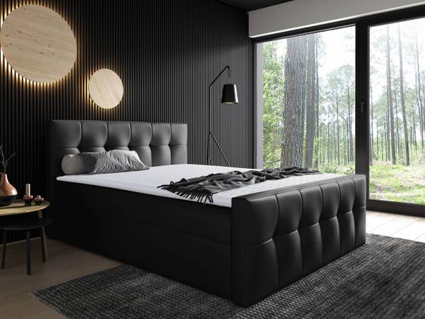 Boxspringbett Malibu Schwarz - Liegefläche Breite: 140 cm
