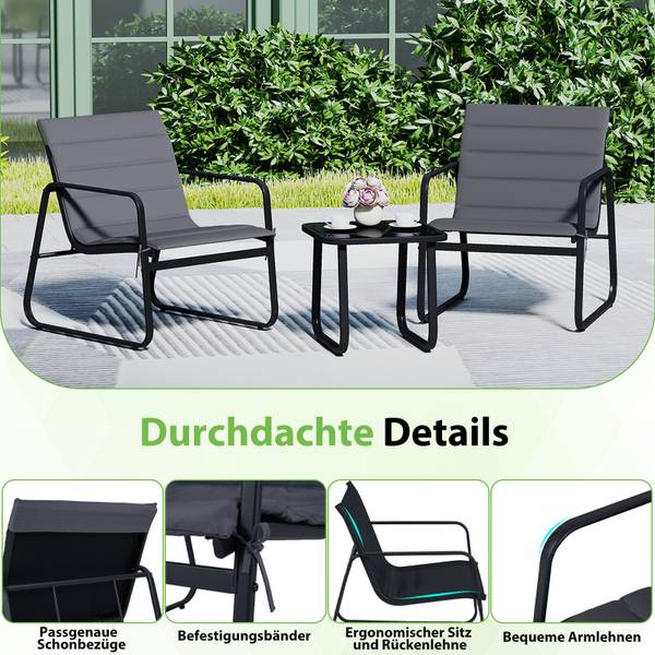 Balkonmöbel Set ZB34137 3-tlg. Dunkelgrau