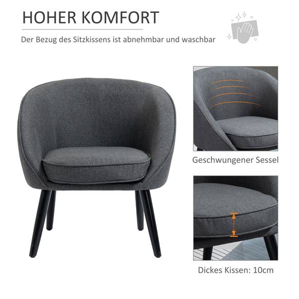 Esszimmerstuhl 839-202 Grau - Textil - 65 x 75 x 71 cm