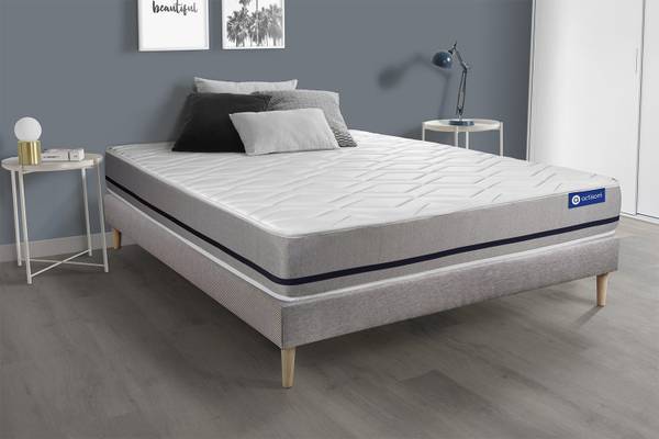Bettgestell und Matratze Actiflex soft Grau - Massivholz - 160 x 49 x 195 cm