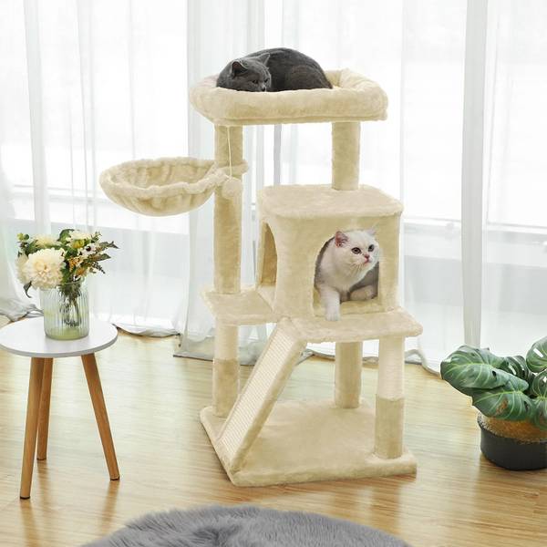 Katzenbaum Mbabane Beige - Textil - 48 x 96 x 48 cm