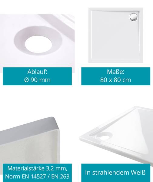 Quadrat-Duschwanne ModernSelect 1-teilig 80 x 80 cm - Anzahl Teile im Set: 1