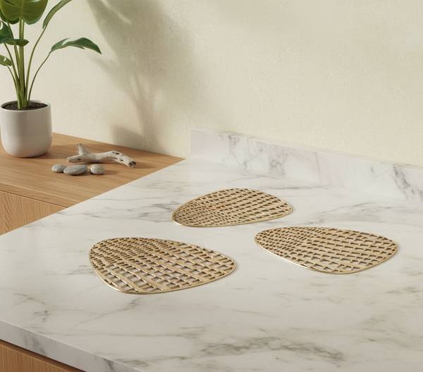 Untersetzer LEILA 4er-Set Gold - Kunststoff - 12 x 1 x 13 cm