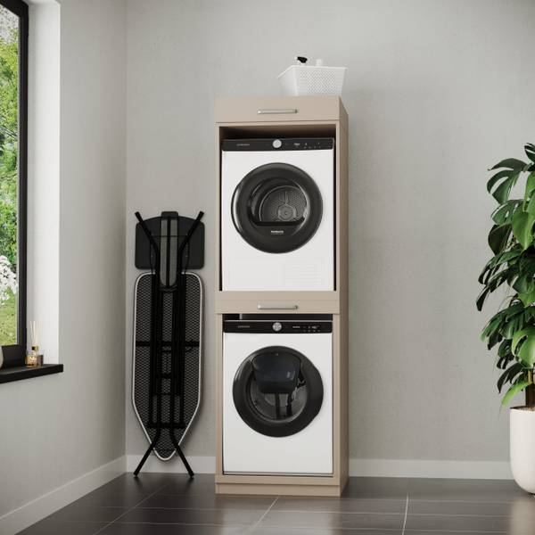 Wasmachinekast Berlin grijs - plaatmateriaal op houtbasis - 66 x 211 x 70 cm