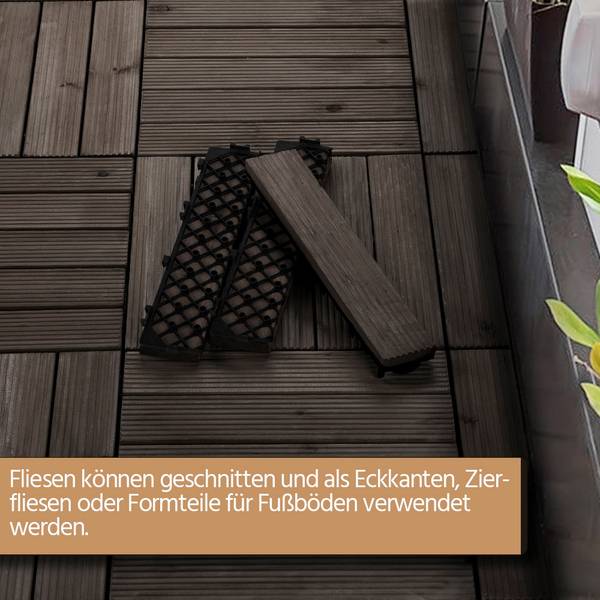 Klickfliesenset ARE46 27er Set Schwarz - Massivholz - 31 x 3 x 31 cm