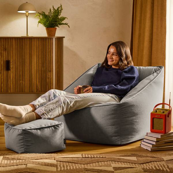 Riesen Sitzsack Sessel mit Sitzpuff Grau