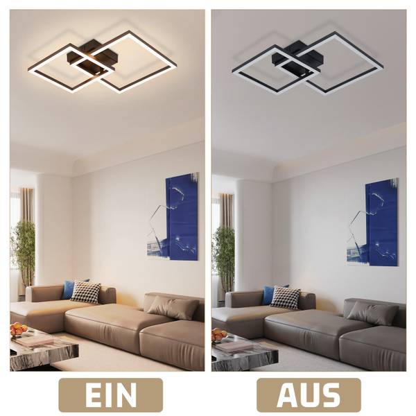LED Deckenleuchte Brühl Schwarz - Kunststoff - 35 x 7 x 35 cm