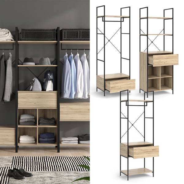 Garderobeset Enya 54349 bruin - plaatmateriaal op houtbasis - 60 x 180 x 40 cm