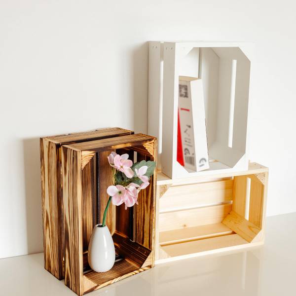 Holzkiste Latten Beige - 20 x 15 x 30 cm