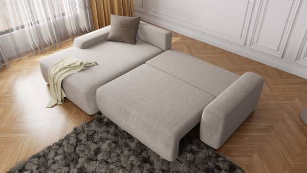 Ecksofa Hartmut mit Schlaffunktion Beige - Ecke davorstehend links