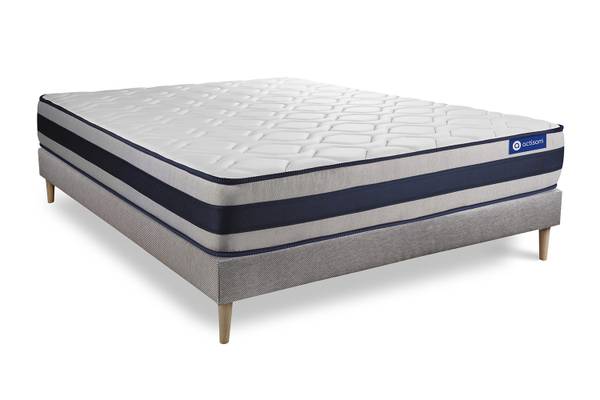 Bettgestell und Matratze Actimemo ergo Grau - Massivholz - 130 x 53 x 200 cm