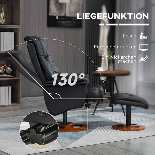 Relaxsessel 2er-Set 839-851V80BK Braun - Kunstleder - 89 x 110 x 77 cm