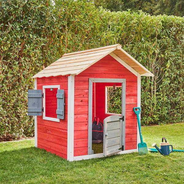 Spielhaus DAS KLEINE SCHLOSS Rot - Holz teilmassiv - 101 x 128 x 106 cm