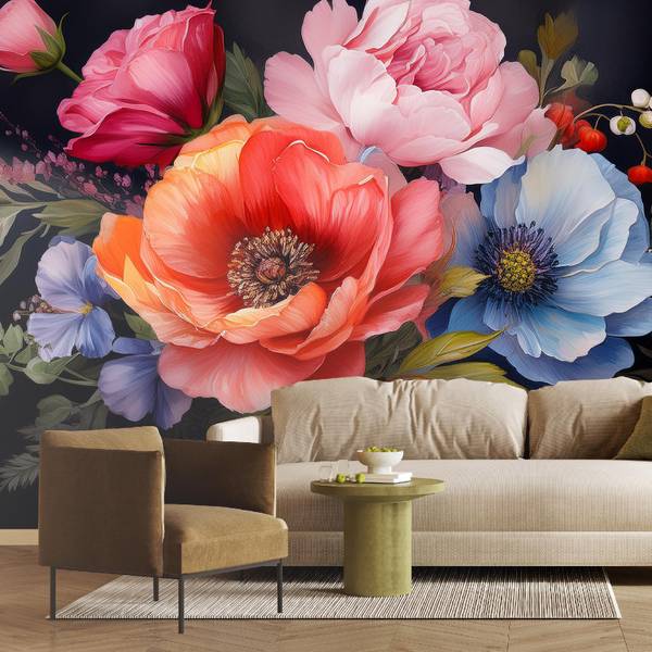 Fototapete Farbige Blumen 450 x 315 cm