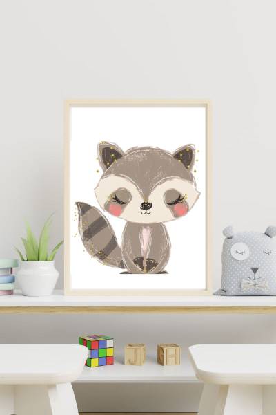 Kinderbild Eichhörnchen Holzwerkstoff - Naturfaser - 2 x 33 x 43 cm