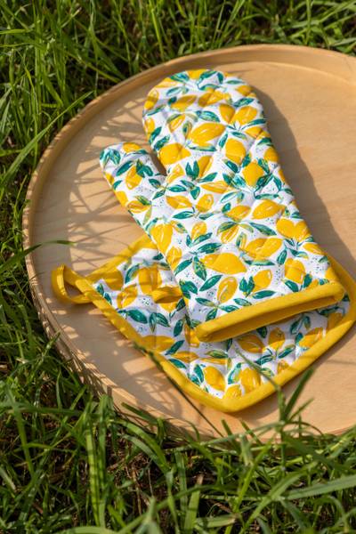 Topflappen ZITRONE Grün - Weiß - Gelb - Textil - 20 x 1 x 20 cm
