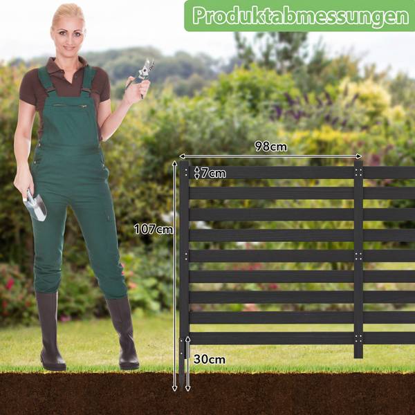 Gartenzaun ZB35496 2-tlg. Schwarz