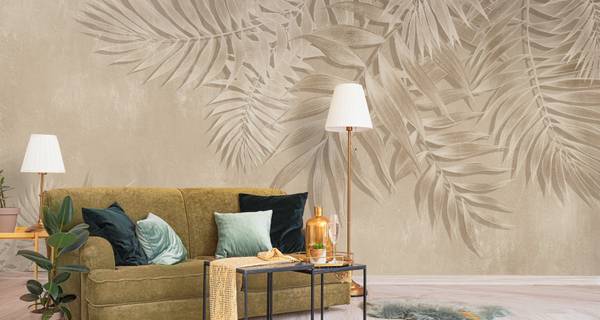 Fototapete tropische Blätter Beton-Optik 368 x 254 x 254 cm