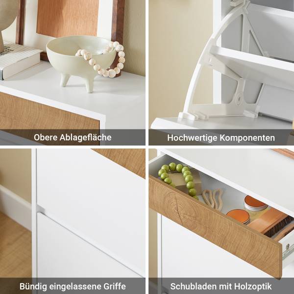 Schuhkipper FSR205-WN Braun - Weiß - Holzwerkstoff - 25 x 91 x 60 cm