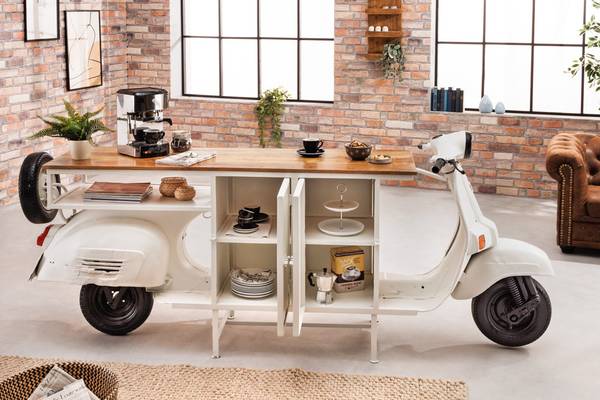 Barschrank SCOOTER Braun - Weiß - Mango - Eisen - 250 x 105 x 66 cm
