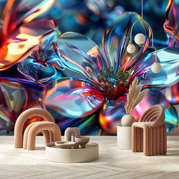 Fototapete 3D Glasblumen Bouquet 400 x 280 cm