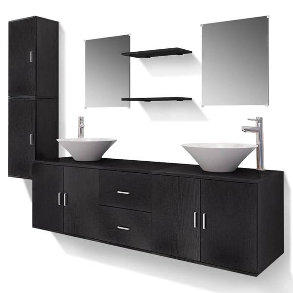 Badezimmermöbel 292195-2 (11-teilig) Schwarz