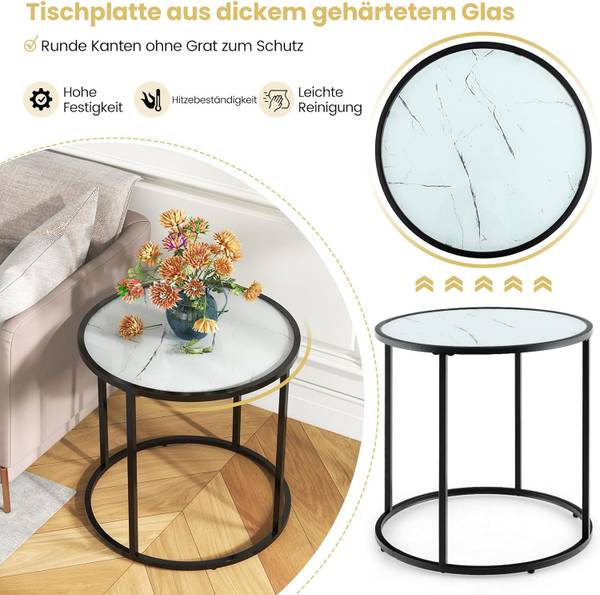 Beistelltisch TH32741ITDE Schwarz - Glas - 50 x 50 x 50 cm