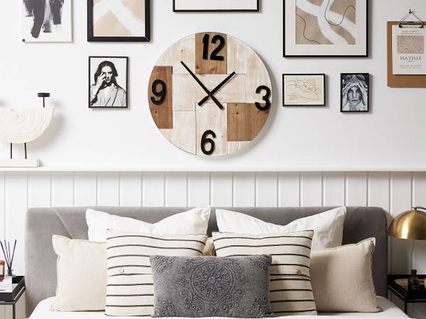 Wanduhr MICHAPAN Schwarz - Braun - Holzwerkstoff - 60 x 60 x 4 cm