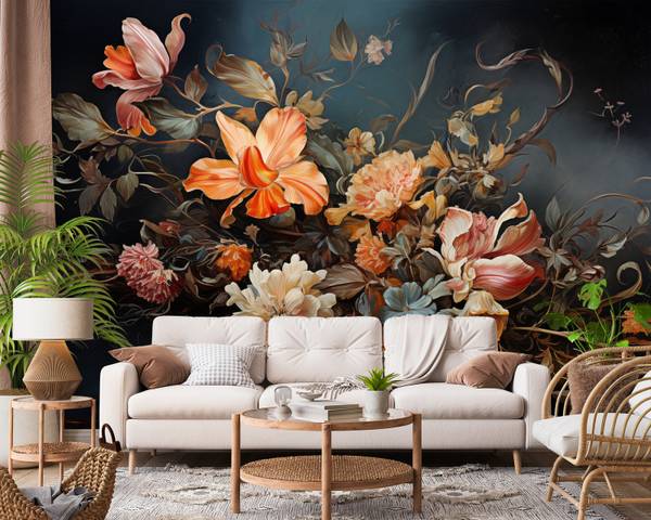 Papier Peint FLEURS Feuilles Plantes 90 x 60 x 60 cm