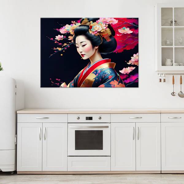 Wandbild japanische geisha 100 x 70 cm