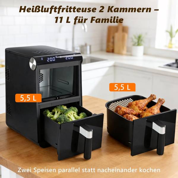 Heißluftfritteuse Jxec11L Schwarz - ABS - 25 x 42 x 47 cm